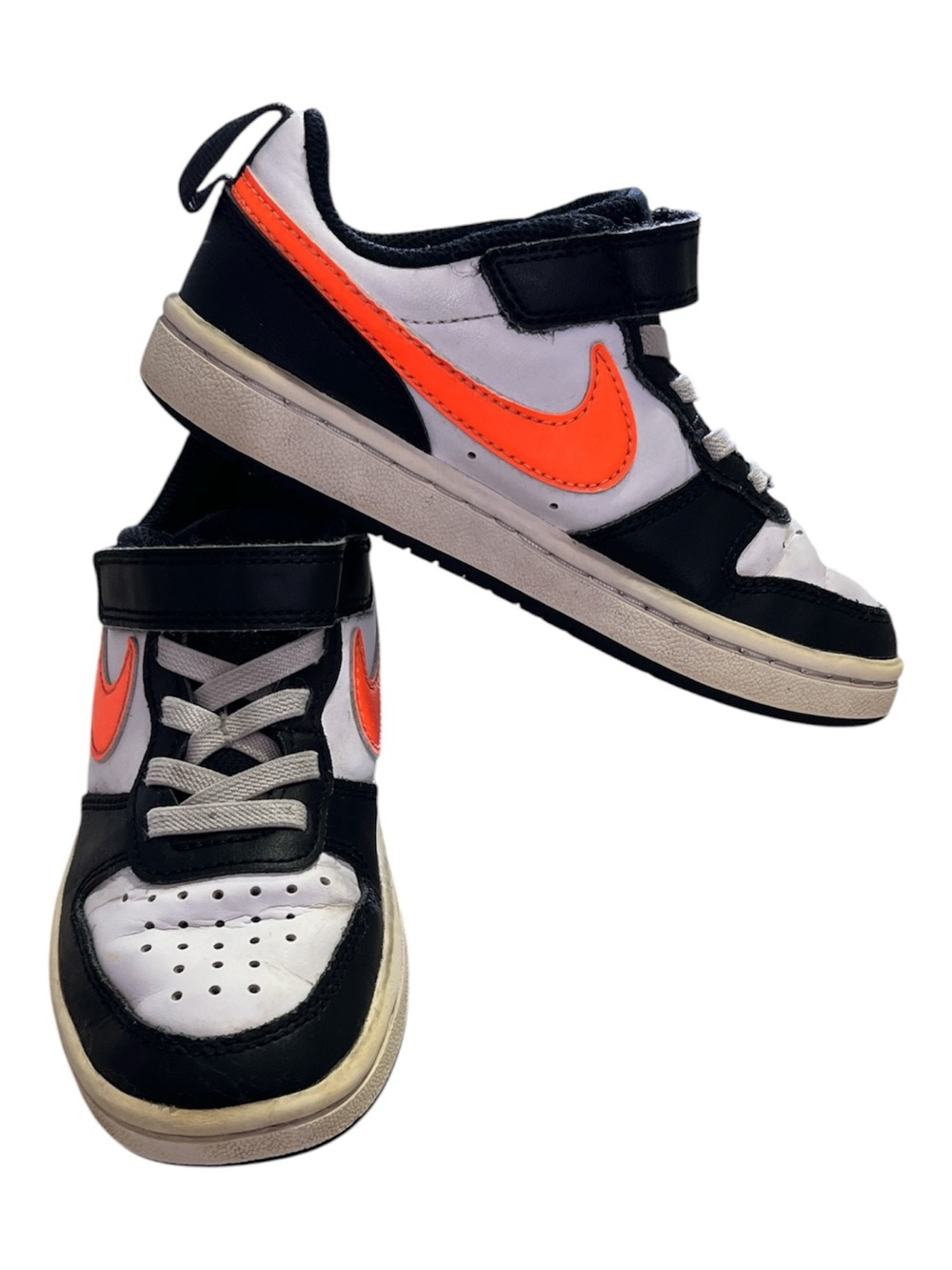 Nike Court Borough Low 2 Kids Sneakers - White/Black/Orange - Size 11.5C